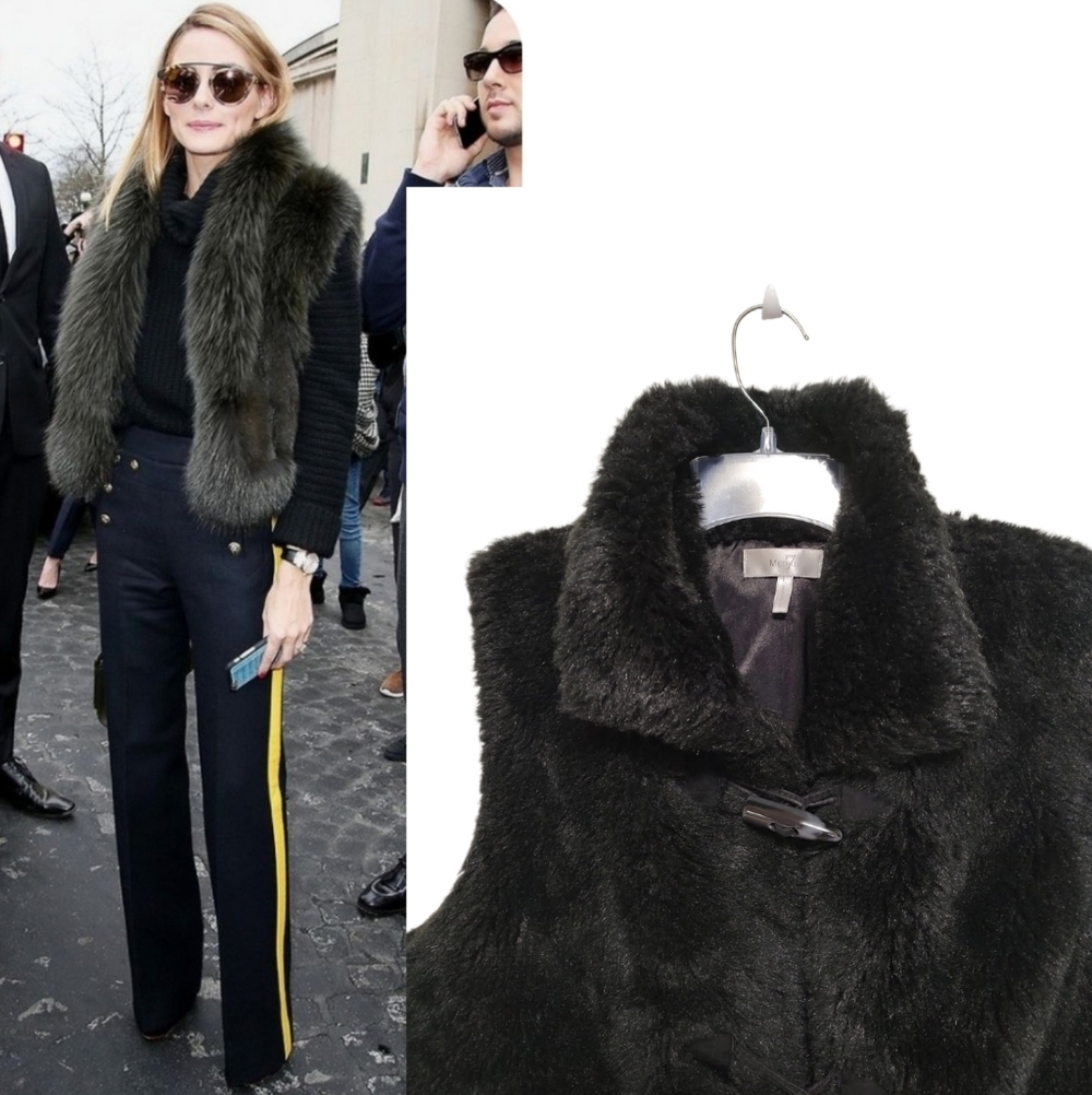 Faux Fur Black Vest Button Down